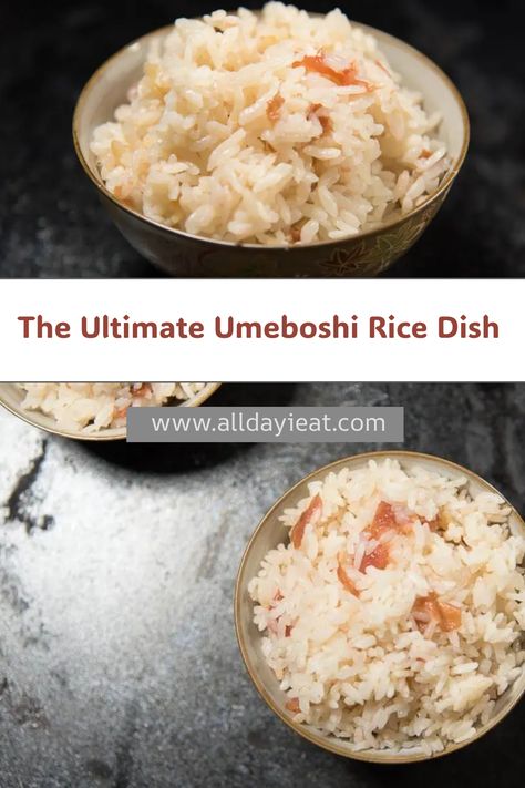 A delicious solution to your white rice overload: Umeboshi Takikomi Rice with pickled plum. Enjoy the tangy flavor of Umeboshi in this flavorful dish. Kimchi Rice, Rice Maker, Tofu Dishes, Pork Cutlets, Rice Dish, Cooking Club, Vintage Apron, Pickled Vegetables, Japanese Dessert