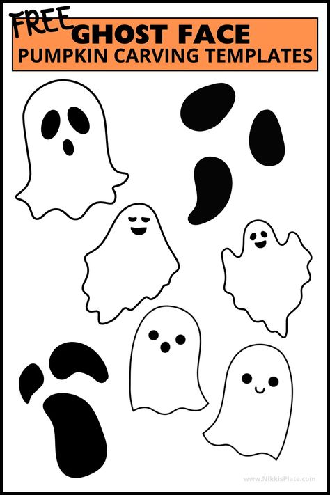 Ghost Face Pumpkin Carving, Ghost Pumpkin Carving, Pumpkin Carving Printables, Face Pumpkin Carving, Ghost Face Pumpkin, Printable Pumpkin Stencils, Halloween Pumpkin Stencils, Pumpkin Carving Tools, Carving Templates