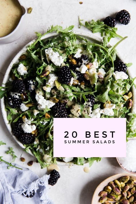 These 20 Best Summer Salads recipes are sure to get you through the rest of the season with lots of flavor and put good use to the bounty of produce growing in your gardens.  #summer #salad #roundup #recipes Best Summer Salads, Arugula Recipes, Arugula Salad Recipes, Summer Salads With Fruit, Homemade Salads, Goat Cheese Salad, Homemade Salad Dressing, Cheese Salad, Summer Salad Recipes