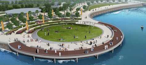 Beach Promenade in the Saadiyat Island - CallisonRTKL Promenade Design, Waterfront Design, Saadiyat Island, Beach Promenade, Improve Quality Of Life, Sustainability Projects, Architecture Luxury, Projects Design, Landscape Architecture Design