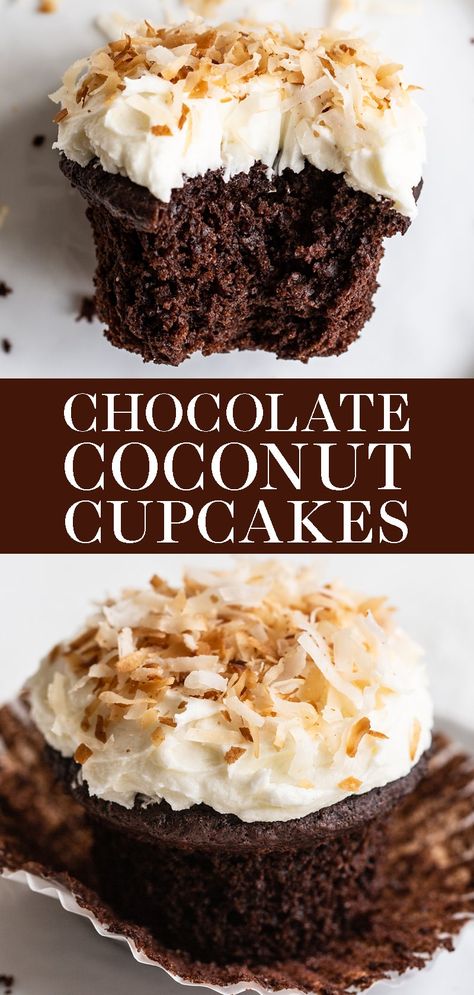 Easter Recipes Breakfast, Chocolate Coconut Cupcakes, Coconut Dessert Recipes, Cupcakes For Easter, Coconut Buttercream, Chocolate Cupcakes Moist, Handle The Heat, Baking Homemade, Coconut Cupcakes