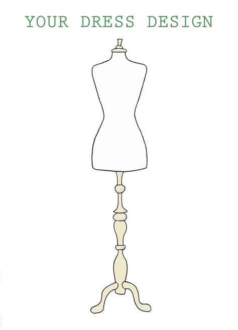 Simple Fashion Design Sketches, Dress Stand Drawing, Dress Maniquin Drawing, Maniquin Dress Display Drawing, Manicans For Clothes Drawing, How To Draw A Fashion Figure Sketch, Mannequin Silhouette, Dress Design Template, Dress Sketches Design