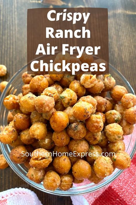 When you want a crunchy snack, you'll love these delicious air fryer ranch chickpeas. They only require a few ingredients, and they're super easy to make. Ranch Chickpeas, Air Fryer Chickpeas, Flavored Chickpeas, Chickpeas Recipe, Buffalo Ranch, Spiced Chickpeas, Crispy Chickpeas, Crunchy Snack, Chickpea Recipes