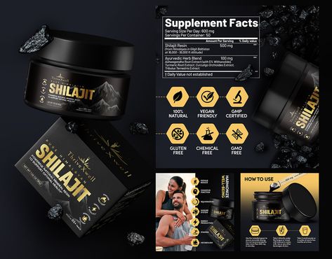 Shilajit Packaging Design, Supplement Packaging, Supplement Bottles, Shilajit Resin, Supplements Packaging, Bottle Ideas, Mixtape Cover, Nature Friendly, Trace Minerals