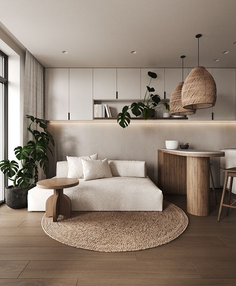 savasana project :: Behance Cozy Home Interior, Japandi Living Room, Home Decor Apartment, Condo Interior Design, Home Decor Cozy, Japandi Living, Condo Interior, Deco Studio, Japandi Interior