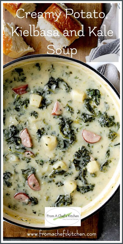 Potato Kielbasa Soup, Chilly Potato, Potato Kielbasa, Potato And Kale Soup, Kale Potato Soup, Cabbage Soup Crockpot, Kielbasa Soup, Kielbasa And Potatoes, Soup With Kale