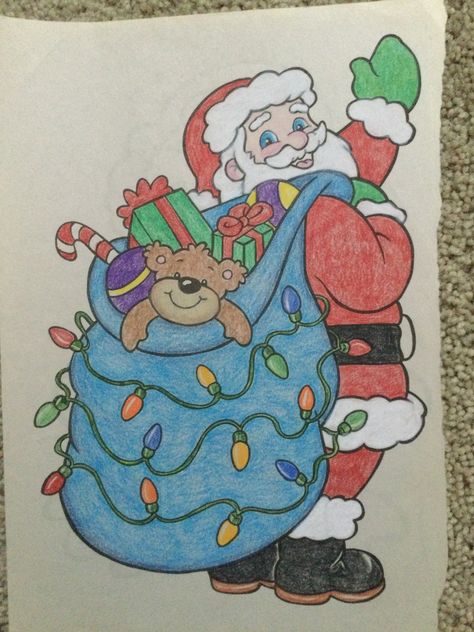 Christmas Drawing Painting, Santaclos Drawing, Santa Claus Sketch Drawing, Christmas Themed Drawing Ideas, Santa Claus Drawings, Cristhmas Drawings, Disney Christmas Art, Christmas Drawings Beautiful, Christmas Santa Claus Drawing