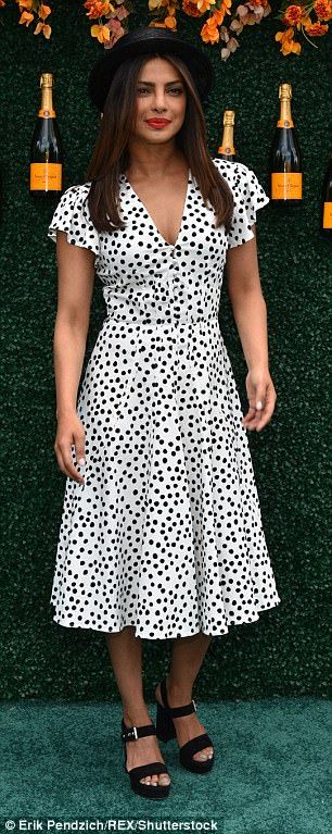 Polka Dot Dresses, Veuve Clicquot Polo Classic, Indian Celebrity, Ikat Dress, Polka Dots Fashion, Spotted Dress, Polo Classic, Dress Indian Style, Priyanka Chopra