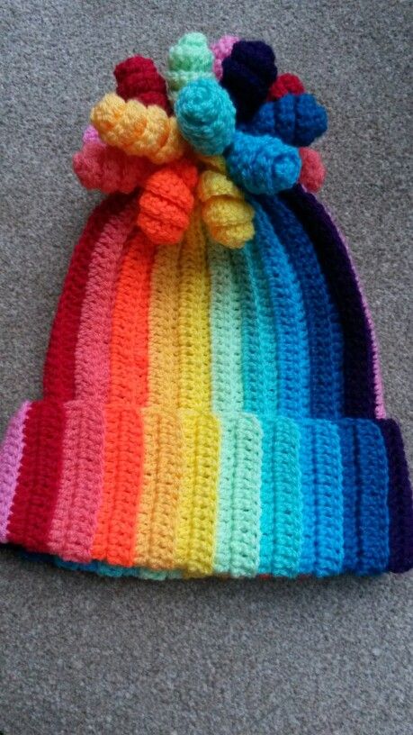 Rainbow Crochet Hat, Crochet Rainbow Hat, Punk Crochet, Modern Granny Square, Free Crochet Granny Square, Coin Purse Crochet Pattern, Rainbow Beanie, Rainbow Hat, Crochet Summer Hats