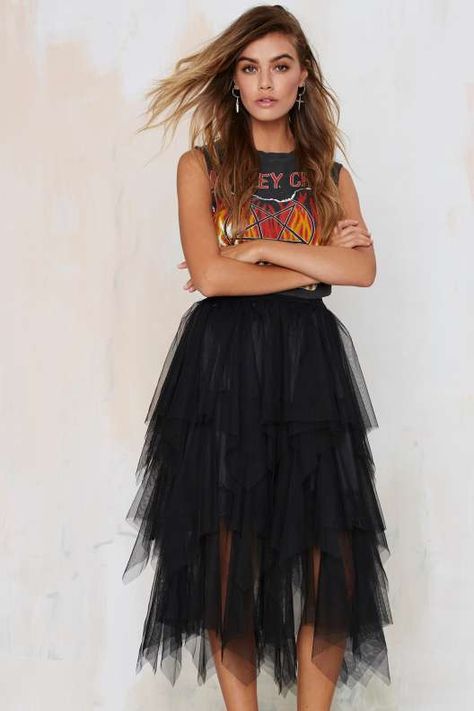 Just Like Heaven Mesh Tutu Skirt Black Tulle Skirt, Tulle Skirts Outfit, Tutu Skirt Women, Ballerina Skirt, Just Like Heaven, Leather Pleated Skirt, Look Rock, Rock Outfit, 90's Fashion