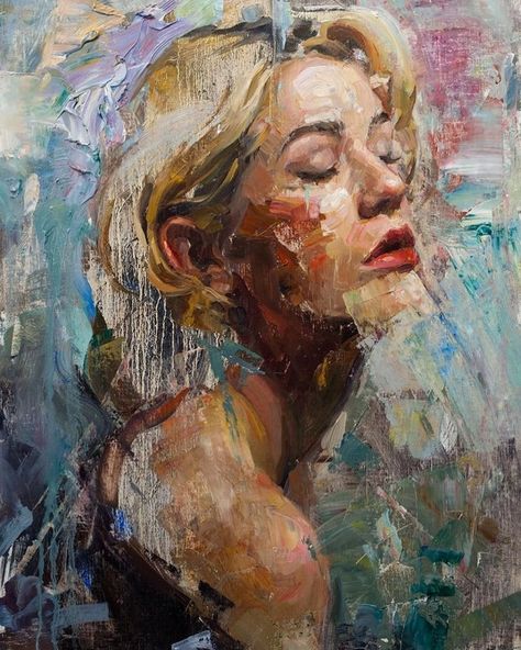 oil painting longing Beautiful Decay, Palette Knife Painting, Oil Painting Portrait, Eyes Closed, Realistic Paintings, Oil Painters, Abstract Portrait, Human Condition, Art Website