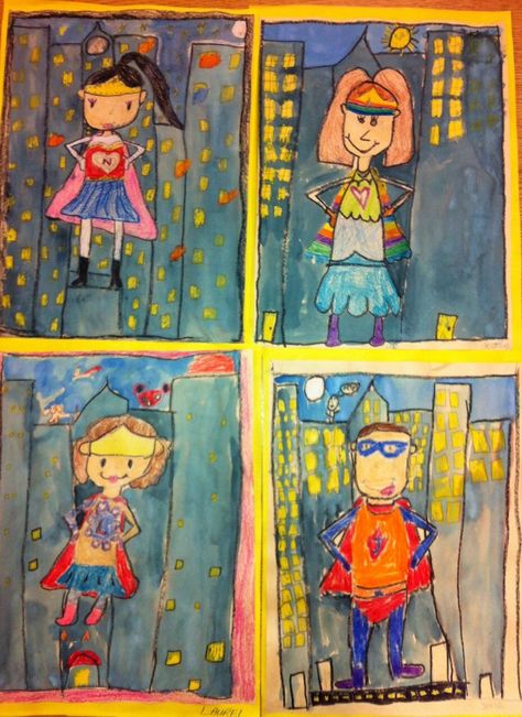 Superhero Portraits, Superhero Projects, Superhero Art Projects, Art Superhero, Classe D'art, Hallway Displays, Superhero Classroom, 2nd Grade Art, Portrait Artwork