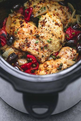 Slow Cooker Mediterranean Chicken | lecremedelacrumb.com Mediterranean Chicken Breast Recipes, Slow Cooker Mediterranean Chicken, Mediterranean Chicken Breast, Slow Cooker Mediterranean, Recipe Teacher, Dressing Casserole, Mediterranean Chicken Recipes, Mediterranean Diet Recipes Dinners, Best Crockpot Recipes