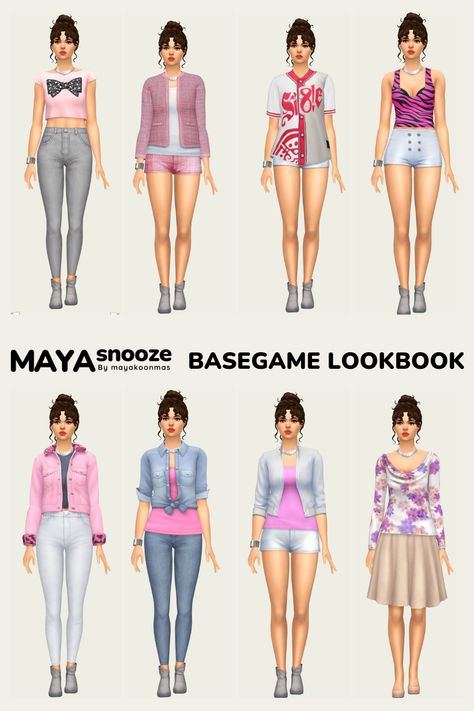 Basegame/  NOCC/ Mod-Free Base Game Sims 4 Outfits, Sims 4 Base Game Outfits Ideas, Sims Fits, Sims4 Outfits, Sims4 Lookbook, Ts4 Lookbook, Sims 4 Challenges, Cc Hair, Sims 4 Expansions