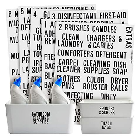 162 Pieces Laundry Room Labels, Bold All Caps Black Print on Clear Stickers for Linen Closet, Cleaning Supplies (Water Resistant) Household Labels, Closet Cleaning Supplies, Laundry Room Labels, Pantry Organization Labels, Closet Labels, Linen Closet Storage, Laundry Labels, Closet Cleaning, Cleaning Supply Storage