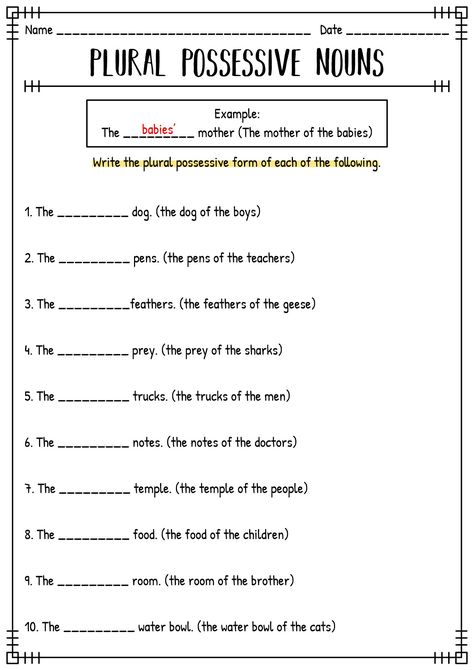 Plural and Possessive Worksheets Possessive Nouns Worksheet 2nd Grade, Plural Possessive Nouns Worksheets, Possessive Apostrophes Worksheets, Year 7 English Worksheets, Possessive Nouns Worksheet, Plural Verbs, Possessive Apostrophe, Singular Possessive Nouns, Plural Possessive Nouns