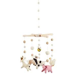 Crib Mobile Arm, Farm Nursery Theme, Bunny Mobile, Pom Pom Mobile, Diy Baby Mobile, Farm Nursery, Barnyard Animals, Baby Crib Mobile, Nursery Crib