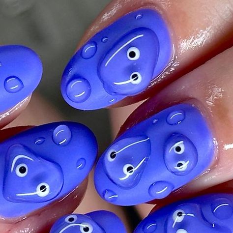 Hippo Nails, Trout Nails, Goose Nails, Nail Boy, Whale Nails, Water Drop Nails, Shark Nail Art, Shark Nails, Nails For Men