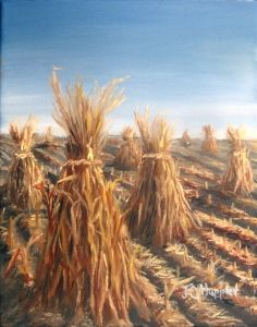 Corn Painting Acrylic, Corn Field Painting, Farm Scene Painting, Harvest Art, Fall Landscapes, Corn Painting, Peace Poles, Farm Painting, Peace Pole