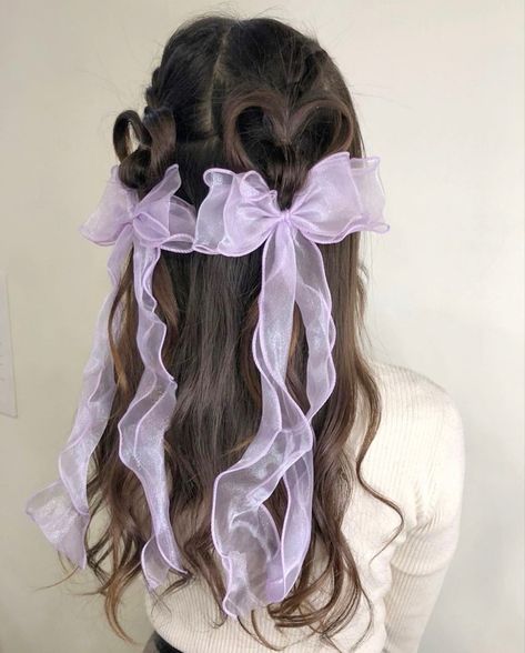 Cute pretty Valentine’s Day hairstyles messy cute trendy Japanese style Aesthetic Ribbon, Kawaii Hairstyles, Trendy Hairstyle, Ribbon Hairstyle, Peinados Fáciles Para Cabello Corto, Hair Stylies, Hairstyle Look, Dream Hair, Hair Claws & Clips