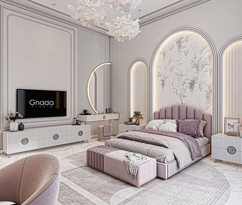 Luxury Girl Bedroom :: Behance Classic Bedroom Design Luxury, Luxury Girls Room, Modern Girls Bedroom, Bedroom Master Modern, Luxurious Bedrooms Master, Bridal Bedroom, Bedroom Behance, Simple Bed Designs, Fancy Bedroom