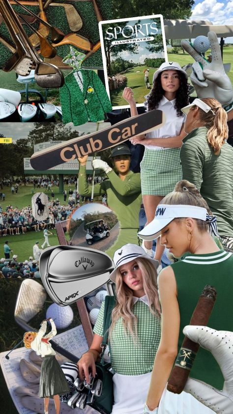 Golf Mood Board, Golf Club Aesthetic, Golf Shoot, Pub Golf, Golf Aesthetic, Cute Golf Outfit, Golf Girl, Golf Attire Women, Golf Inspiration