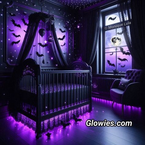 Sims 4 Goth Nursery, Goth Baby Room, Spooky Nursery, Halloween Nursery, Gothic Crib, Goth Baby Nursery, Gothic Baby Nursery, Gothic Nursery, Dark Nursery