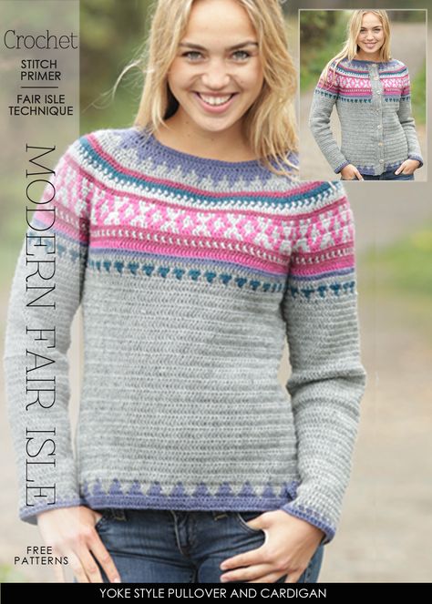 Fair Isle Crochet | helpful videos and tuts | DiaryofaCreativeFanatic Crochet Fairisle Pattern, Crochet Fair Isle Pattern, Fair Isle Crochet Sweater Free Pattern, Crochet Fair Isle Sweater, Fair Isle Crochet Sweater, Fair Isle Crochet Pattern, Modern Fair Isle, Crochet Fair Isle, Maglia Fair Isle