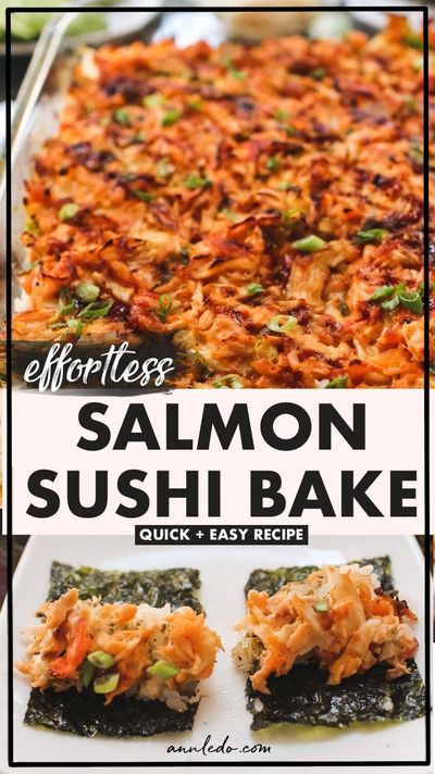 No Rice Sushi Bake, Philadelphia Roll Sushi Bake, Salon Sushi Bake, Tuna And Salmon Sushi Bake, Canned Salmon Baked Sushi, Sushi Bake With Salmon And Crab, Baked Salmon Sushi Recipes, Sushi Bake Recipe Easy Crab And Salmon, Smoked Salmon Sushi Bake