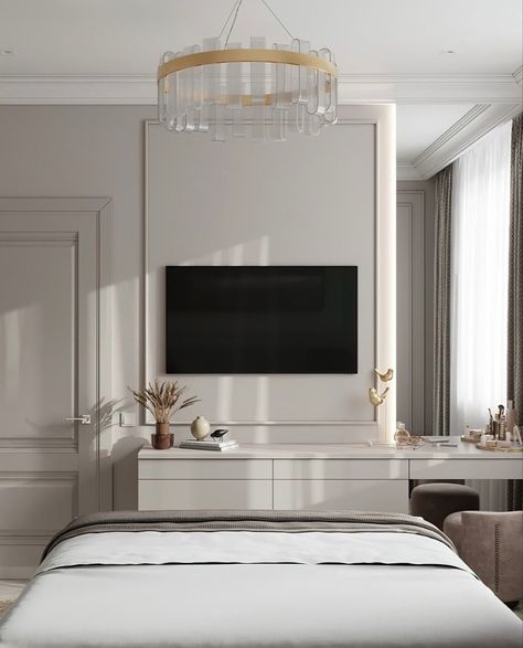 Tv Bedroom Ideas, Beautiful Bedroom Colors, Tv Unit Interior Design, Luxe Bedroom, Design Your Bedroom, Big Girl Bedrooms, Bedroom False Ceiling Design, Tv In Bedroom, Classic Bedroom