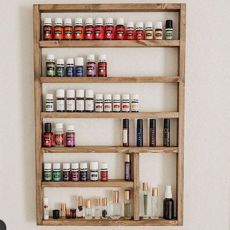 Apothecary Ideas, Essential Oil Display, Oil Display, Nail Polish Shelf, Oil Rack, Oil Shelf, Essential Oil Shelf, Essential Oil Holder, Nail Polish Holder