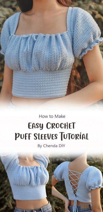 Easy Crochet Top Puff Sleeves Free Pattern Ideas - Carolinamontoni.com Crochet Vera Top, Crop Tops Crochet, Crochet Shirt Pattern, Gilet Crochet, Crochet Mignon, Confection Au Crochet, Crochet Crop Top Pattern, Quick Crochet Patterns, Mode Crochet