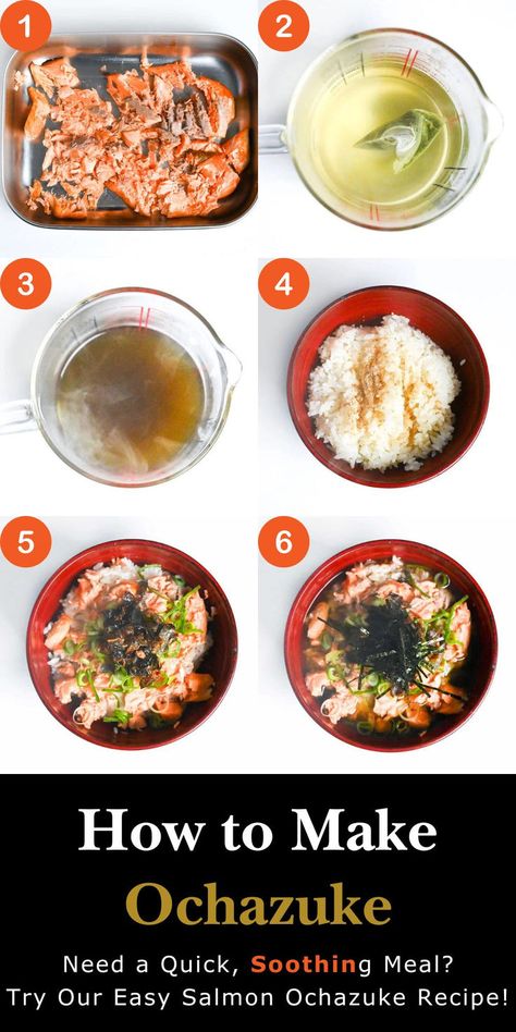 Why not try making your own ochazuke with our homemade salmon recipe? It's a traditional Japanese dish that's perfect for using up leftover rice and ingredients. Plus, it features a pour-over of green tea that brings out the best in simple, fresh toppings. Let us know how it goes! 🍽️ Tea On Rice, Japanese Rice Dishes, Korean Food Side Dishes, Sushi Recipes Homemade, Leftover Rice, Cooked Rice, Pizza Recipes Homemade, Ramen Recipes, Sushi Recipes