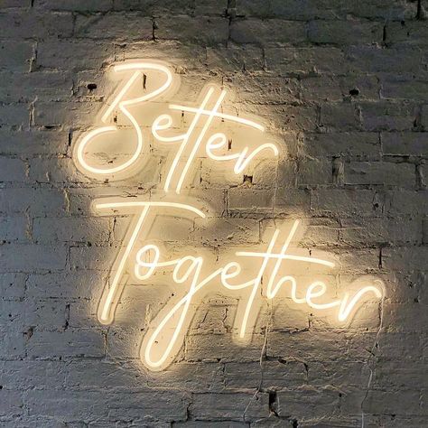 🌟Better Together🌟 available for hire Wooden Name Letters, Neon Quotes, Neon Words, Wedding Neon Sign, Light Letters, Neon Aesthetic, Neon Wedding, Custom Neon, Custom Neon Signs