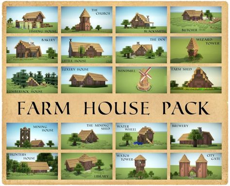 Minecraft Farm House, Construction Minecraft, Minecraft Building Guide, Minecraft Interior Design, Minecraft Farm, Bangunan Minecraft, Minecraft Medieval, Minecraft City, Minecraft Plans