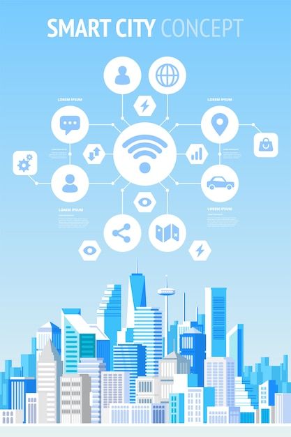 Tech Infographic, Intelligent Transportation System, Networking Infographic, City Concept, Cityscape Drawing, Project Abstract, Electronics Pattern, City Project, Mobile App Templates