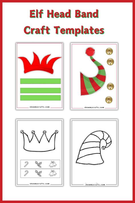 This free elf hat template is fun to make. And it is free to print and use as a fun Christmas craft for kids. #elf #elves #elfcraft #elfhat #christmas#christmascrafts #kidscrafts #printable #papercrafts Elf Headband Craft For Kids, Elf Hats Craft For Kids, Elf Hat Diy, Christmas Headband Craft, Elf Hat Template, Elf Hat Craft, Elf Headband, Headband Template, Elf Cards