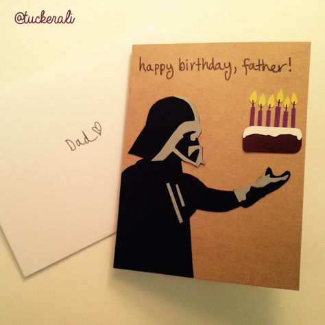 Today in Ali does crafts... Darth Vader birthday card for dad! #birthdaycard #cards #birthday #dad #birthdaycardfordad #starwars #darthvader #cake Mom Images, Birthday Card Pictures, Birthday Presents For Dad, Creative Birthday Cards, Cool Birthday Cards, Dark Vador, Simple Birthday Cards, Homemade Birthday Cards, Easy Cards