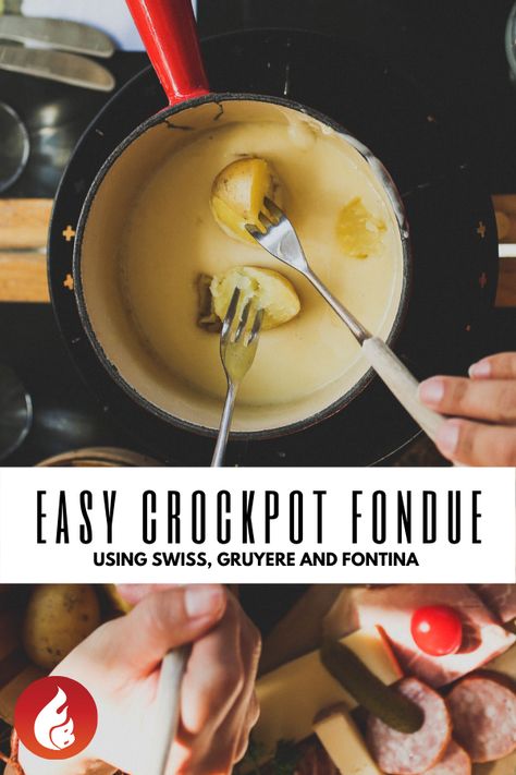 No fondue pot? No problem! Achieve a stretchy, tasty, cheese fondue in your slow cooker. Slow Cooker Cheese Fondue, Cheese Fondue In Crockpot, Crockpot Cheese Fondue, Crock Pot Fondue, Melting Pot Cheese Fondue, Cheese Fondue Recipe, Fondue Recipes Cheese, Fondue Recipe, Fondue Party