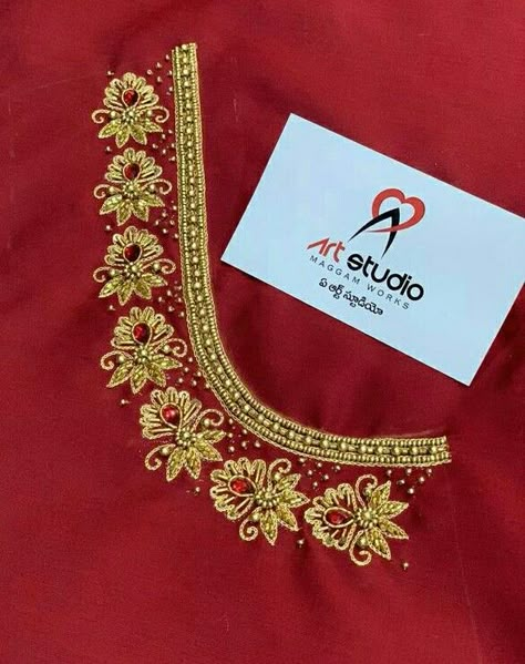 Red Colour Blouse Designs, Aari Work Back Neck Designs, Aariwork Blouse Designs, Work Blouse Hand Designs, Blouse Maggam Work, Peacock Embroidery Designs, Aari Design, Maggam Work Blouse, Hand Work Design