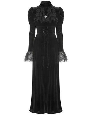 Dark In Love Womens Long Victorian Gothic Mourning Velvet Maxi Dress Goth Dress Victorian, Dark Victorian Dress, 1800s Fashion Women, Modern Victorian Dress, Victorian Goth Outfits, Victorian Gothic Dress, Black Victorian Dress, Goth Cross, Long Sleeve Party Dress