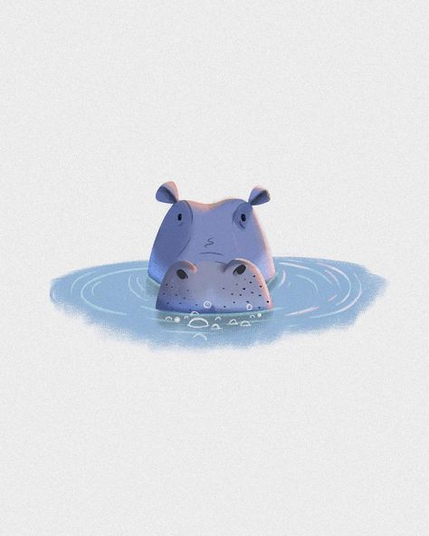 Nick Staab on Instagram: “A mildly hungry hippo. 10/31 - #inktober without the ink.” Hippo In Water Drawing, Hippo Illustration, Hippo Drawing, Textile Book, Fox Sketch, Book Illustration Layout, Hungry Hippos, Cute Hippo, Editorial Art