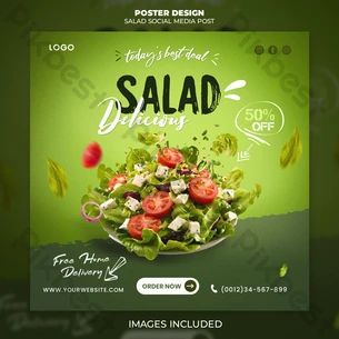 Fresh and Healthy Salad Poster Template for Restaurants Promotions#pikbest# Healthy Food Poster, Thai Restaurant Menu, Restaurant Menu Card, Restaurant Promotions, Healthy Restaurant Food, Salad Menu, Healthy Fruit Salad, Digital Decorations, Restaurant Social Media