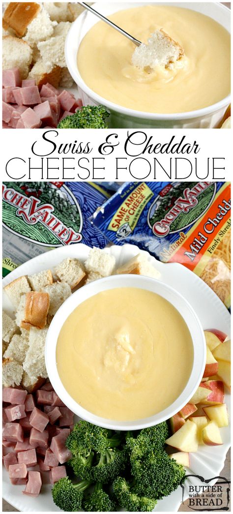 Cheddar Cheese Fondue, Cheese Fondue Recipe Easy, Cheese Fondue Dippers, Best Cheese Fondue, Easy Cheese Fondue, Cheddar Fondue, Swiss Cheese Fondue, Cheese Fondue Recipe, Fondue Dippers