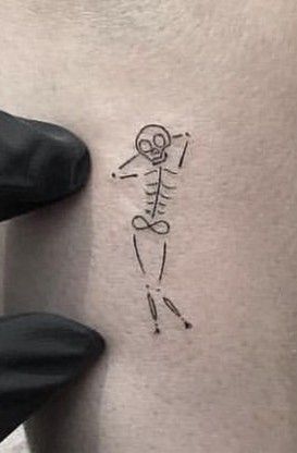 Funny Bone Tattoo, Skeleton Line Tattoo, Skeleton Line Drawing, Small Skeleton Tattoo Simple, Physiotherapy Tattoo, Tiny Skeleton Tattoo, Spine Skeleton Tattoo, Funny Skeleton Tattoo, Skull And Crossbones Tattoo