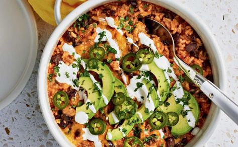 These Cheesy Rice and Beans Are the Perfect One-Pot Meal Cheesy Rice And Beans, Cheesy Beans And Rice, Beans And Rice Recipes, Grain Dishes, Rice And Beans Recipe, Southwestern Recipes, Beans Beans, Cheesy Rice, Grain Recipes