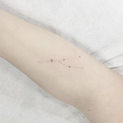 Constellation Star Constellation Tattoo, Leo Constellation Tattoo, Taurus Constellation Tattoo, Aries Constellation Tattoo, Taurus Constellation, Constellation Tattoo, Taurus Tattoos, Shape Tattoo, Gemini Tattoo