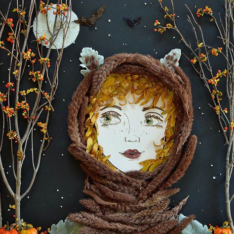 portraits of enigmatic women using flowers, greenery, sand and other organic objects - Album on Imgur Leaf Crafts, Pressed Flower Art, Flower Prints Art, Nature Crafts, Arte Floral, Leaf Art, Land Art, Art Plastique, Beautiful Artwork