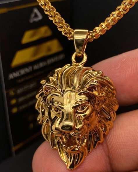 Lion Gold Chain For Men, Cheap Gold Jewelry For Men, Lion Gold Pendant For Men, Gold Chains For Men With Pendant, Gold For Men, Men Gold Pendant Design, Real Gold Chains For Men, Chains For Men Gold, Lion Pendant Gold