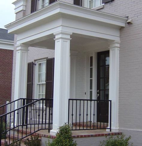 Fiberglass Columns, Front Porch Columns, Portico Design, Porch Kits, Porch Design Ideas, Square Columns, Porch Addition, Building A Porch, Porch Columns